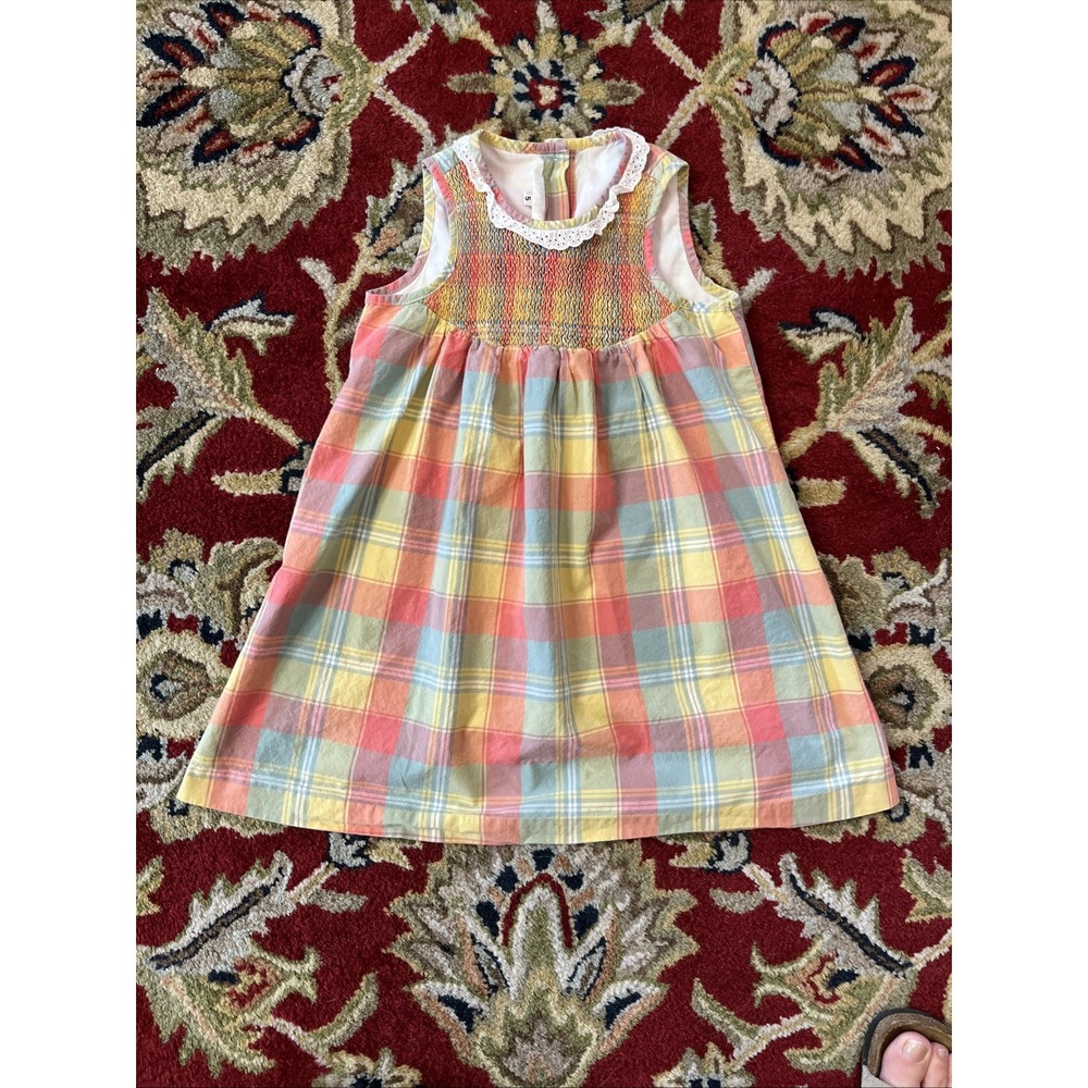 Dondolo Plaid Smocked Dress Girls 5 Boutique 100% Cotton Classic Sundress S